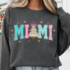 Merry Mimi Christmas, Pink Christmas Tree, Preppy Christmas Shirt Design 05